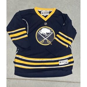 Reebok Buffalo Sabres NHL Jersey L/XL Youth Kids‎ Navy Blue Gold Long Sleeve